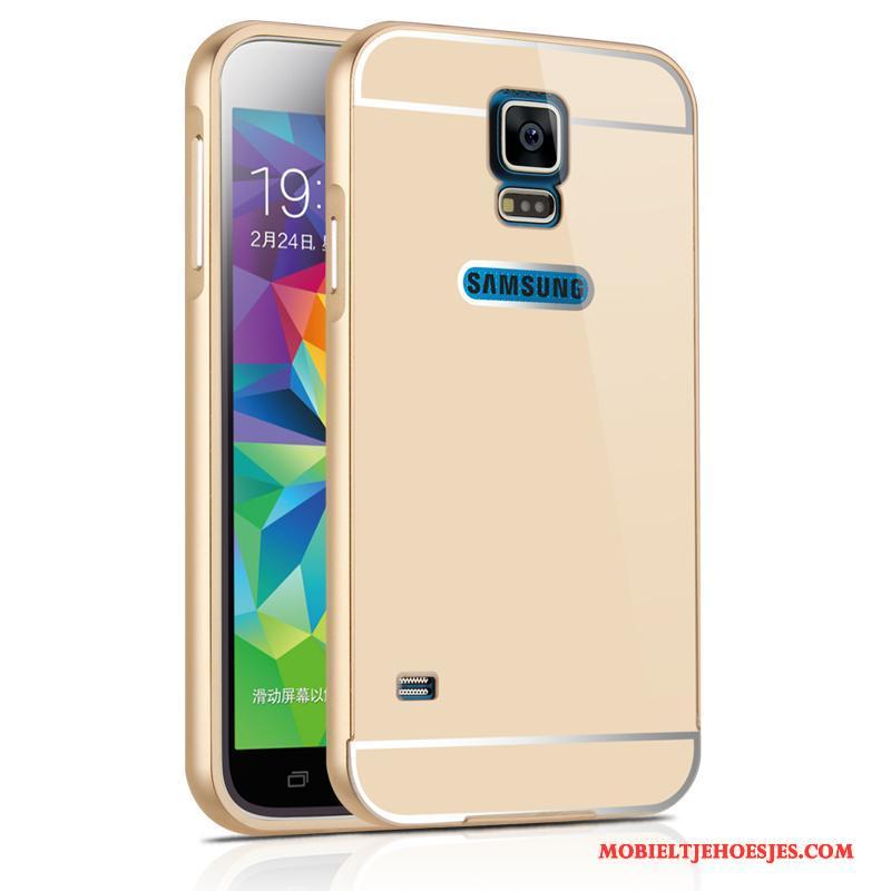 Samsung Galaxy S5 Ster Achterklep Omlijsting Hoesje Bescherming Zwart Metaal