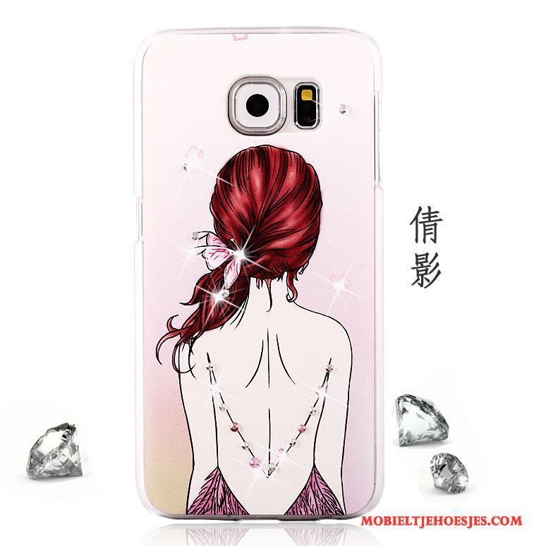 Samsung Galaxy S6 Bescherming Anti-fall Met Strass Roze Ster Hoesje Telefoon Trend