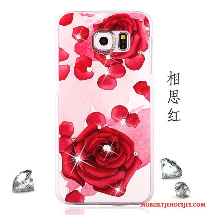 Samsung Galaxy S6 Bescherming Anti-fall Met Strass Roze Ster Hoesje Telefoon Trend