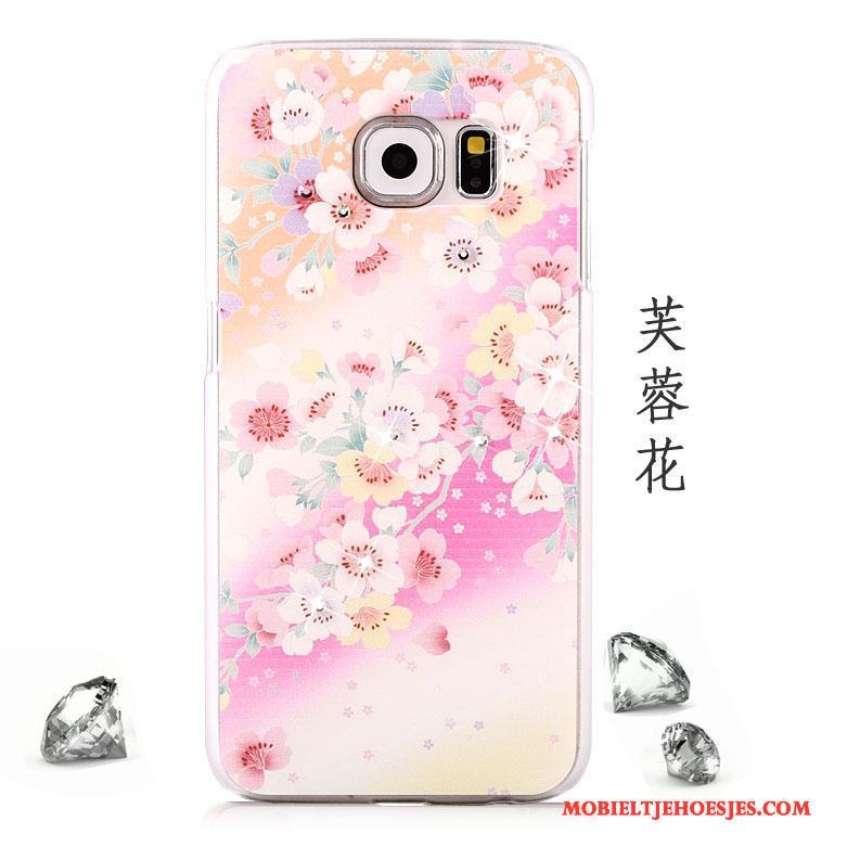 Samsung Galaxy S6 Bescherming Anti-fall Met Strass Roze Ster Hoesje Telefoon Trend