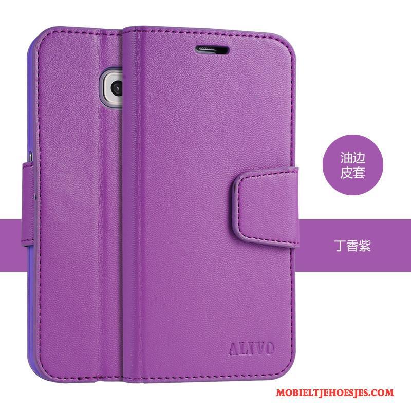 Samsung Galaxy S6 Clamshell Hoesje Ster Zacht Mobiele Telefoon Roze Leren Etui