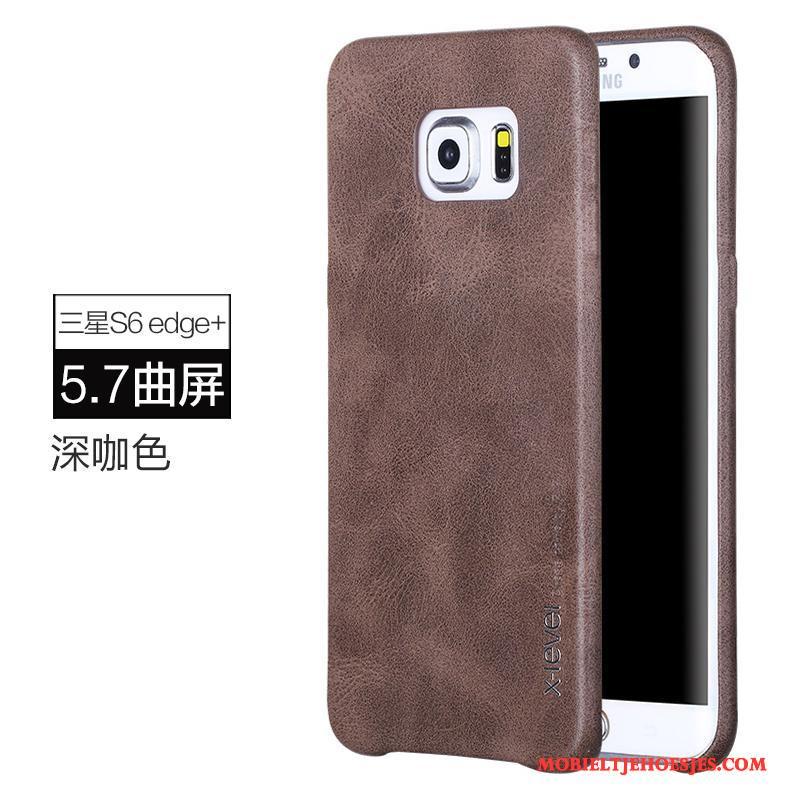 Samsung Galaxy S6 Edge + Bescherming Ster Hoesje Telefoon Achterklep Anti-fall Leren Etui Dun