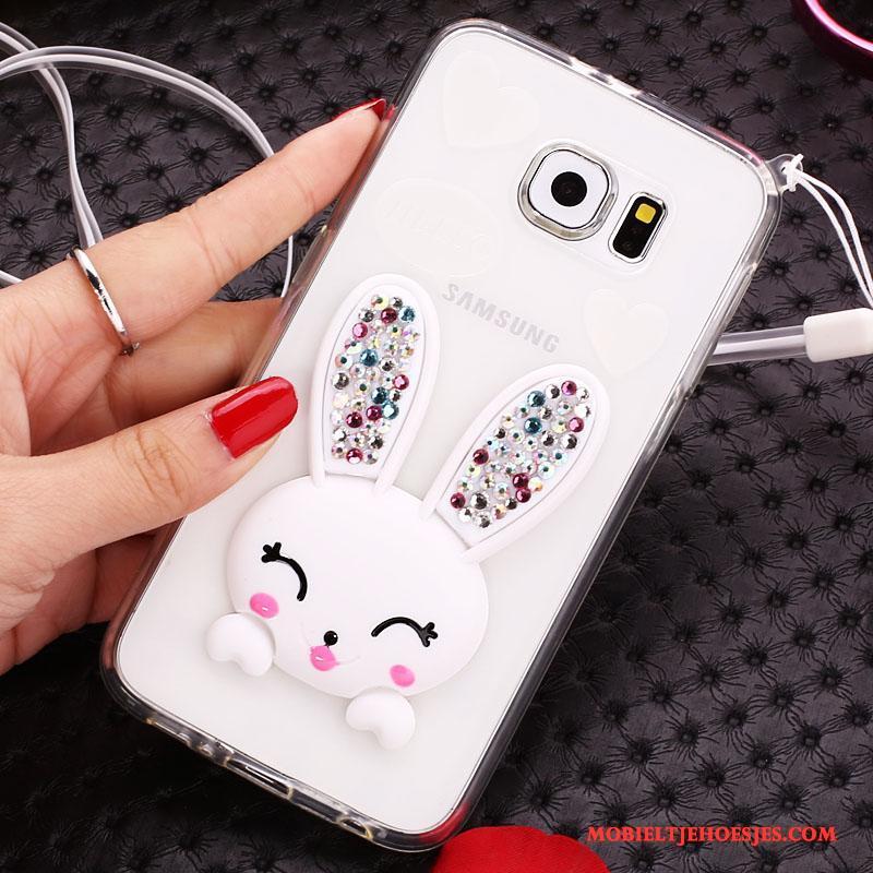 Samsung Galaxy S6 Edge Hanger Bescherming Met Strass Hoesje Telefoon Spotprent Groen Siliconen