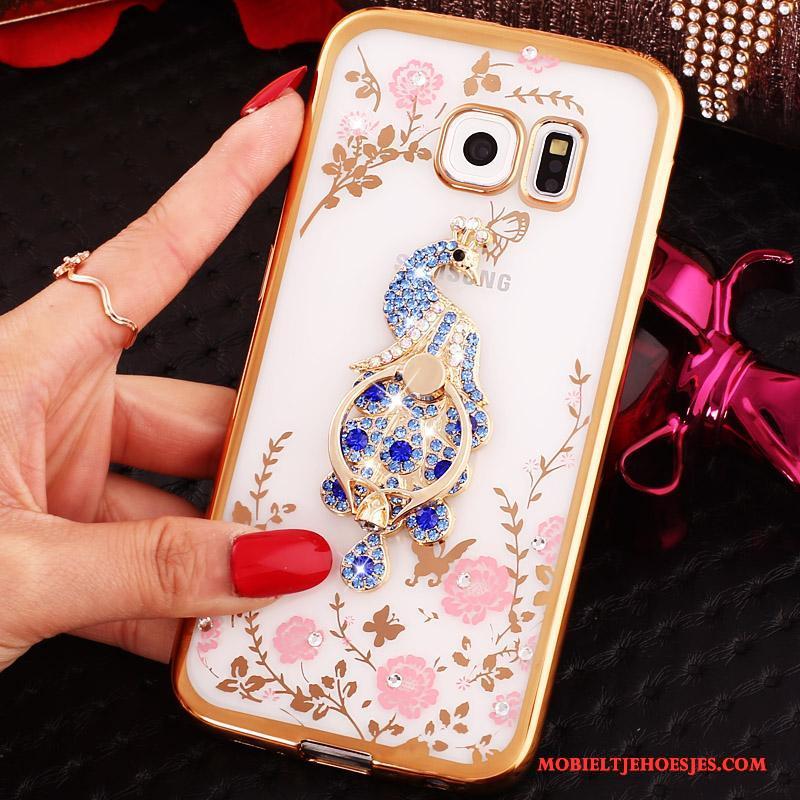 Samsung Galaxy S6 Edge + Hoes Ster Bescherming Hoesje Telefoon Rood Siliconen Met Strass