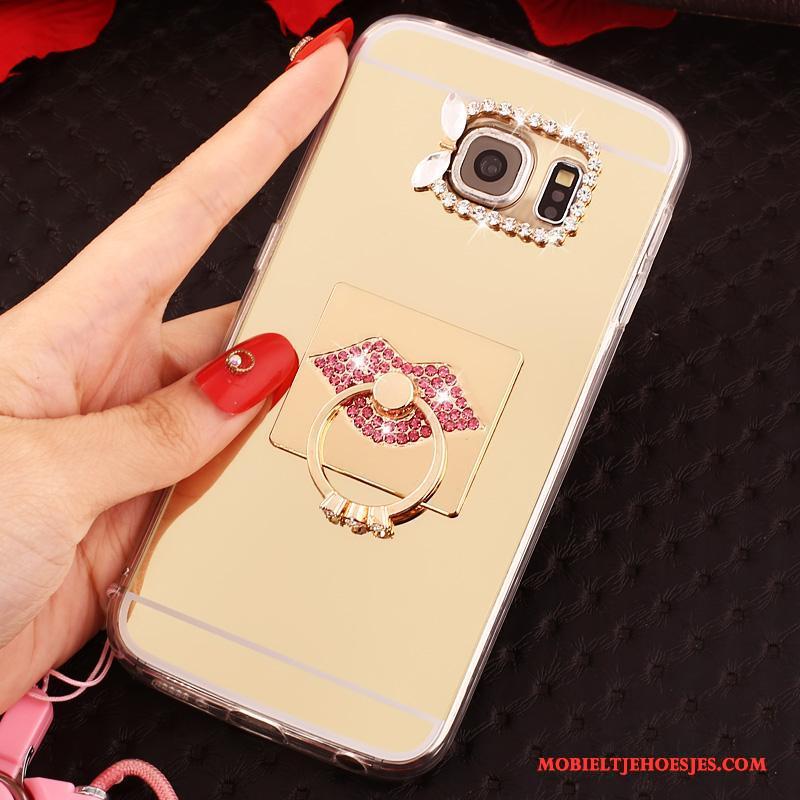 Samsung Galaxy S6 Edge Hoesje Rood Ring Hanger Scheppend Ster Bescherming Hoes