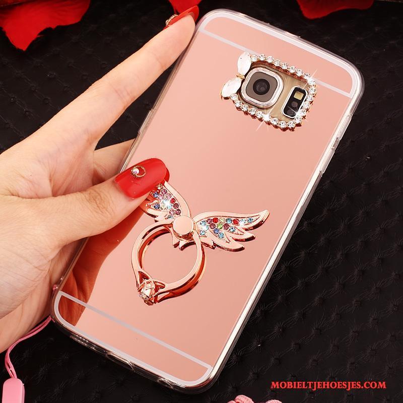 Samsung Galaxy S6 Edge Hoesje Rood Ring Hanger Scheppend Ster Bescherming Hoes