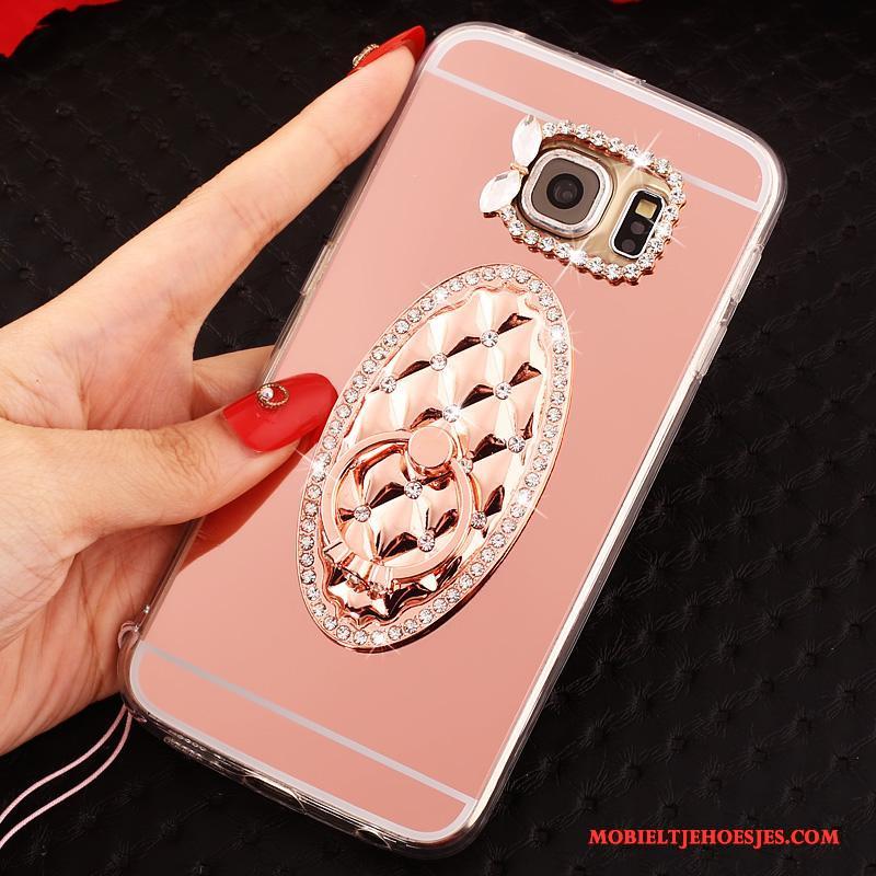 Samsung Galaxy S6 Edge Hoesje Rood Ring Hanger Scheppend Ster Bescherming Hoes