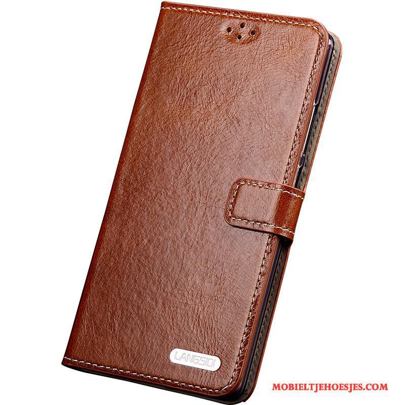 Samsung Galaxy S6 Edge + Leren Etui Anti-fall Echt Leer Rood Hoesje Telefoon Folio Bescherming