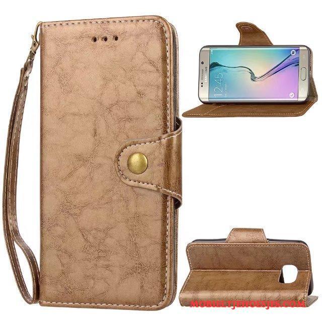 Samsung Galaxy S6 Edge Leren Etui Hoesje Telefoon Bedrijf Ster Trendy Merk Folio Mobiele Telefoon