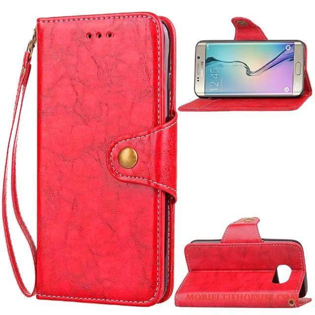 Samsung Galaxy S6 Edge Leren Etui Hoesje Telefoon Bedrijf Ster Trendy Merk Folio Mobiele Telefoon