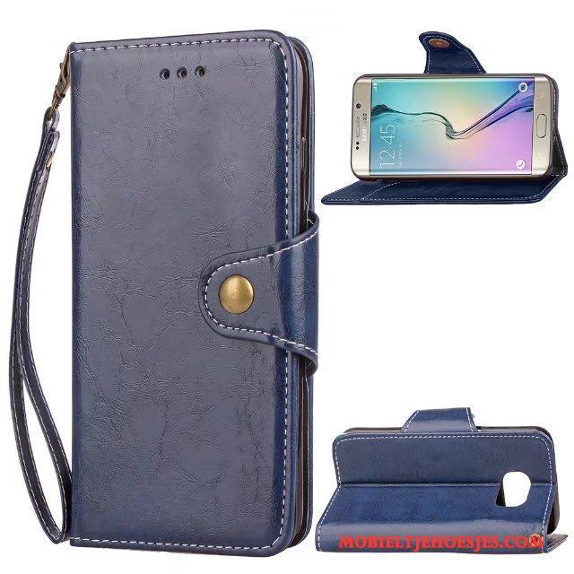 Samsung Galaxy S6 Edge Leren Etui Hoesje Telefoon Bedrijf Ster Trendy Merk Folio Mobiele Telefoon