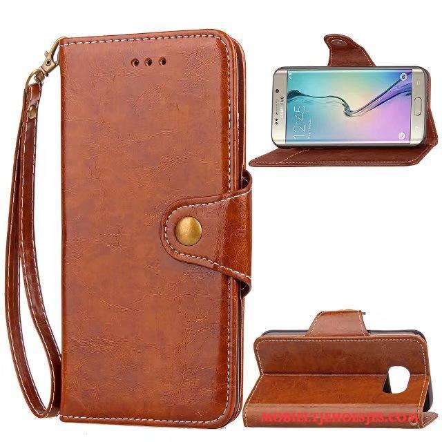 Samsung Galaxy S6 Edge Leren Etui Hoesje Telefoon Bedrijf Ster Trendy Merk Folio Mobiele Telefoon