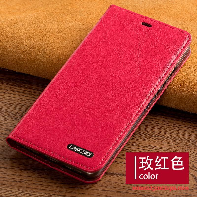 Samsung Galaxy S6 Edge + Mobiele Telefoon Leren Etui Hoesje Telefoon Wijnrood Anti-fall Bescherming Folio