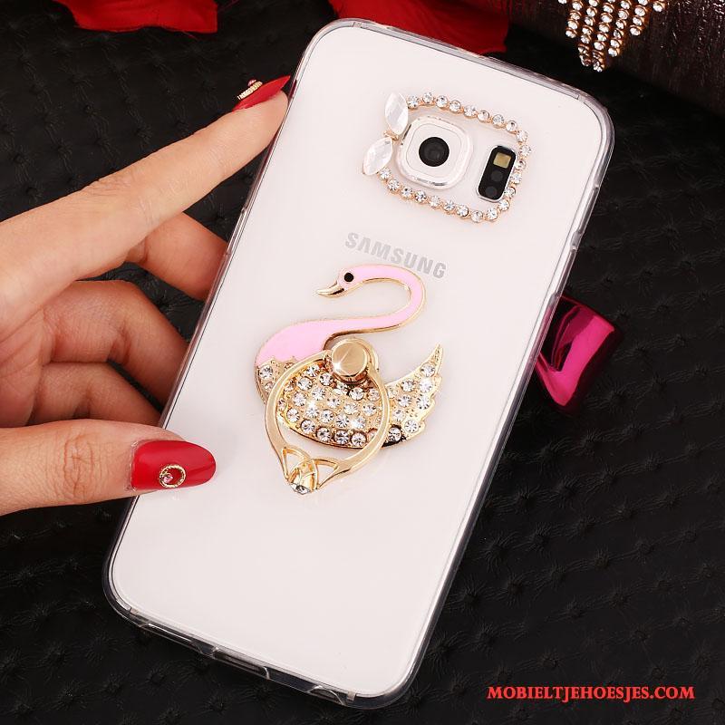 Samsung Galaxy S6 Edge + Ring Ster Mobiele Telefoon Hoesje Bescherming Purper Met Strass