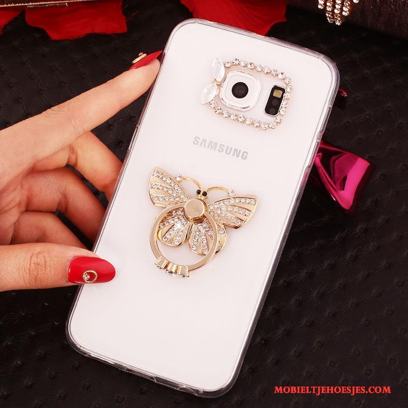 Samsung Galaxy S6 Edge + Ring Ster Mobiele Telefoon Hoesje Bescherming Purper Met Strass