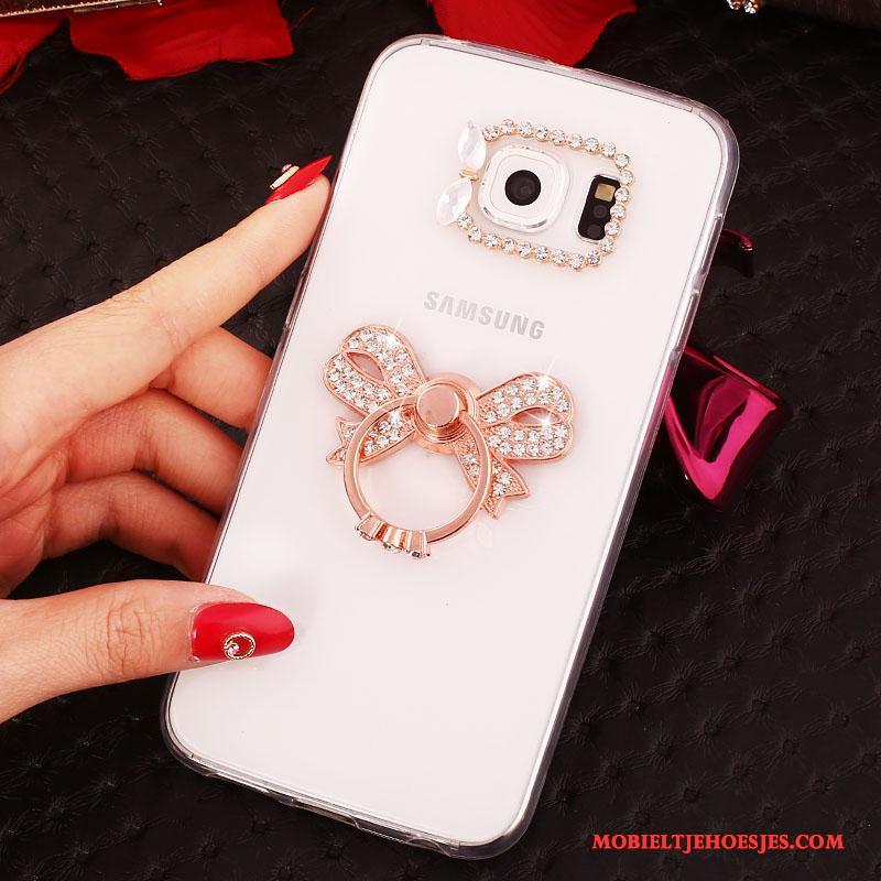 Samsung Galaxy S6 Edge + Ring Ster Mobiele Telefoon Hoesje Bescherming Purper Met Strass