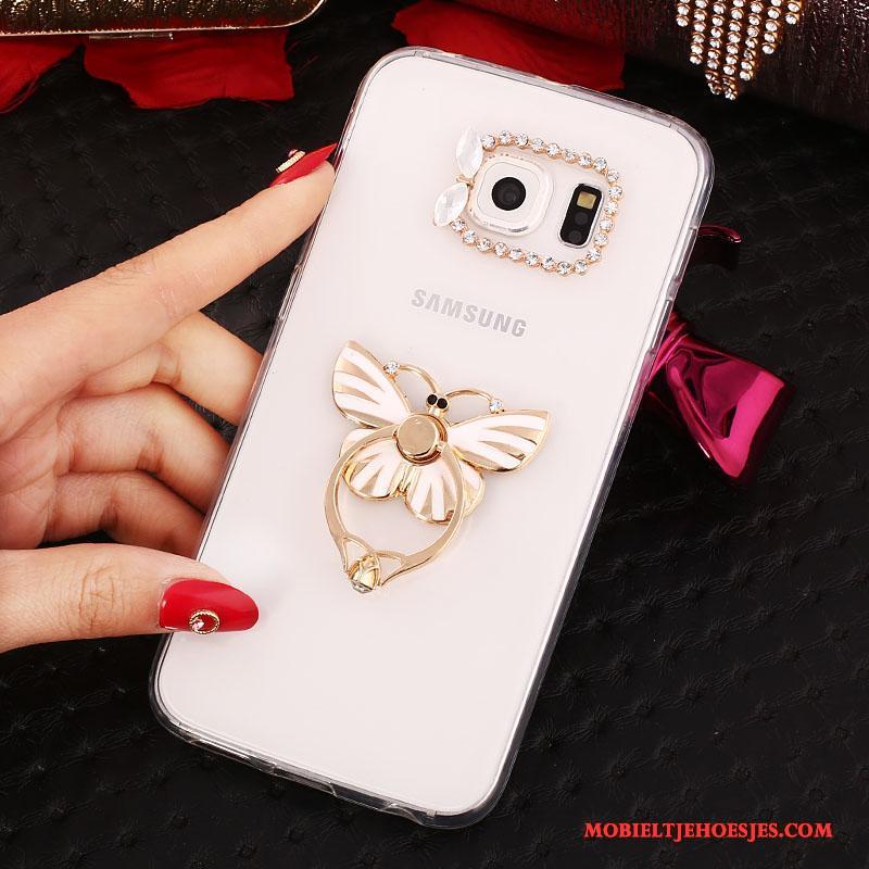 Samsung Galaxy S6 Edge + Ring Ster Mobiele Telefoon Hoesje Bescherming Purper Met Strass