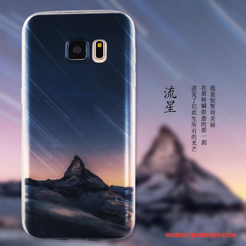 Samsung Galaxy S6 Edge + Ster Siliconen Hoes Zacht Geel Hoesje Bescherming