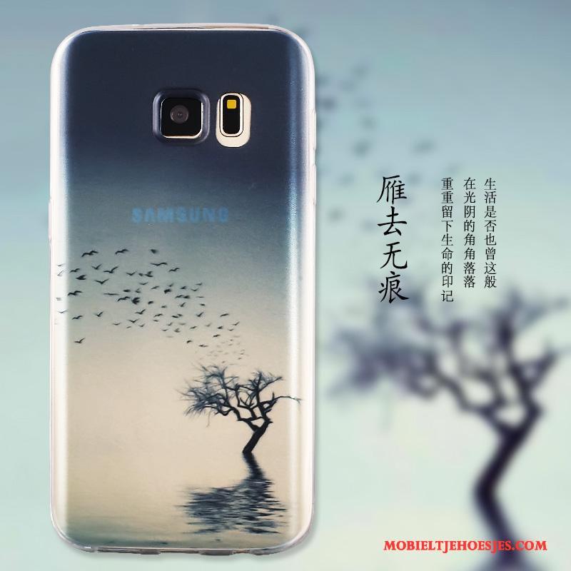 Samsung Galaxy S6 Edge + Ster Siliconen Hoes Zacht Geel Hoesje Bescherming