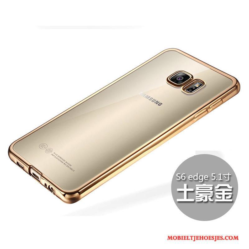 Samsung Galaxy S6 Edge Zacht Siliconen Hoesje Telefoon Anti-fall Goud Dun Ster