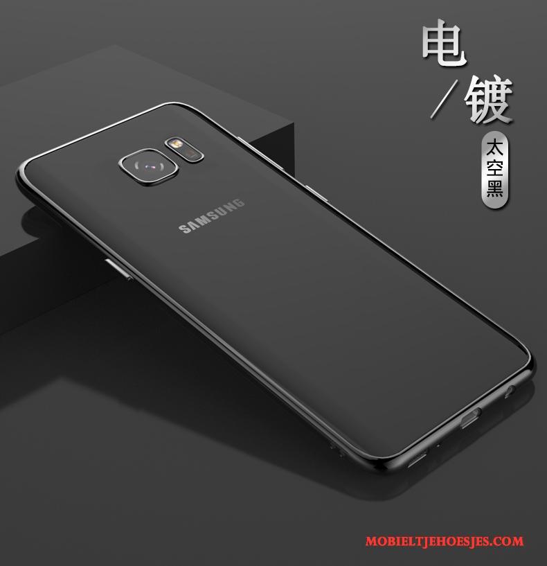 Samsung Galaxy S6 Edge Zilver Hoesje Doorzichtig Dun Siliconen Zacht Telefoon