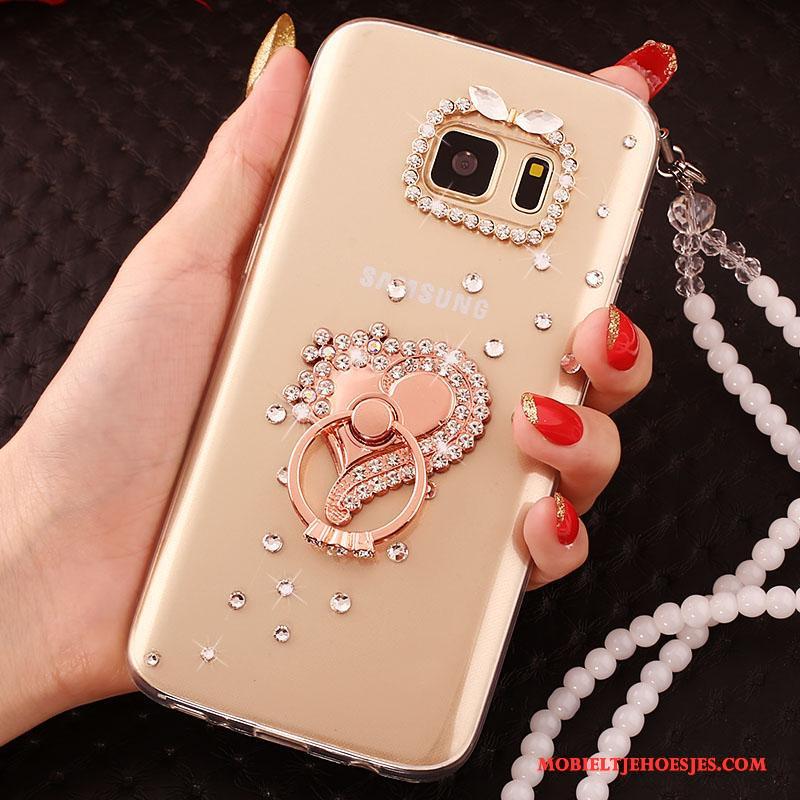 Samsung Galaxy S6 Goud Hoes Ster Hoesje Telefoon Zacht Bescherming All Inclusive