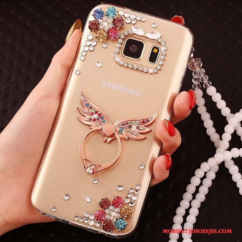 Samsung Galaxy S6 Goud Hoes Ster Hoesje Telefoon Zacht Bescherming All Inclusive