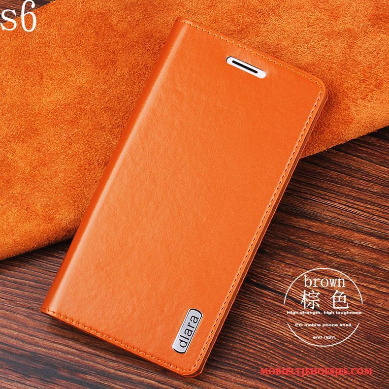 Samsung Galaxy S6 Hoes Rood Leren Etui Anti-fall Hoesje Telefoon Ster Folio