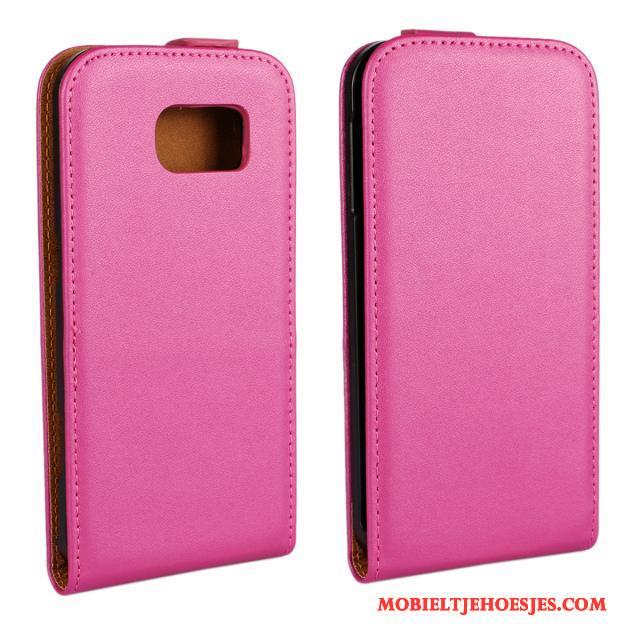 Samsung Galaxy S6 Hoesje Hoes Folio Geel Leren Etui Ster Mobiele Telefoon Echt Leer