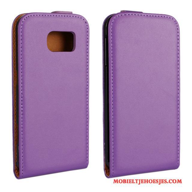 Samsung Galaxy S6 Hoesje Hoes Folio Geel Leren Etui Ster Mobiele Telefoon Echt Leer