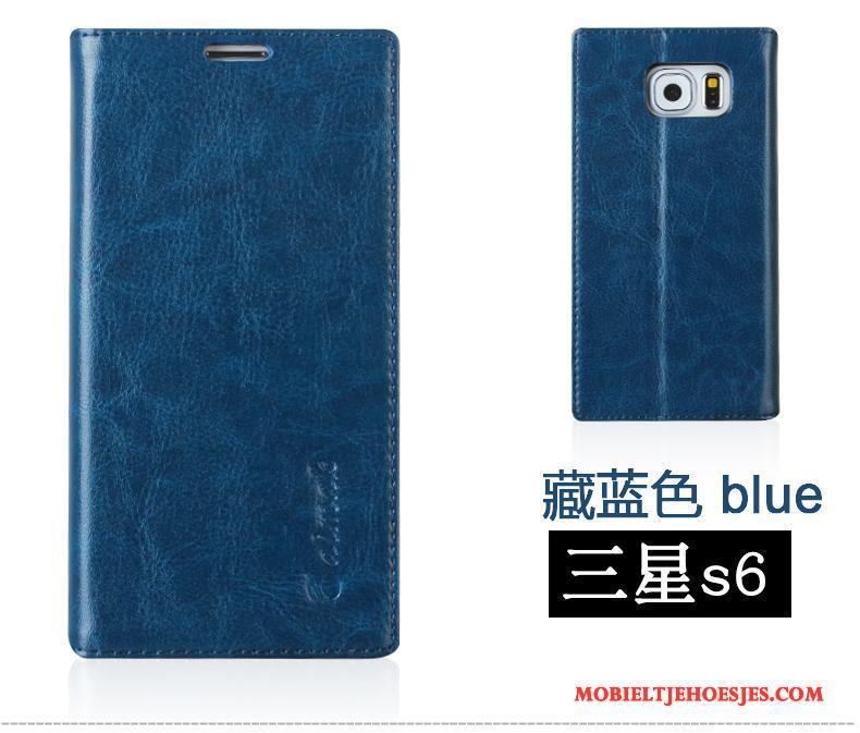 Samsung Galaxy S6 Leren Etui Hoesje Mobiele Telefoon Bescherming Khaki Ster