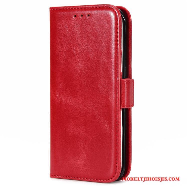 Samsung Galaxy S6 Rood Leren Etui Anti-fall Folio Hoesje Bescherming Telefoon