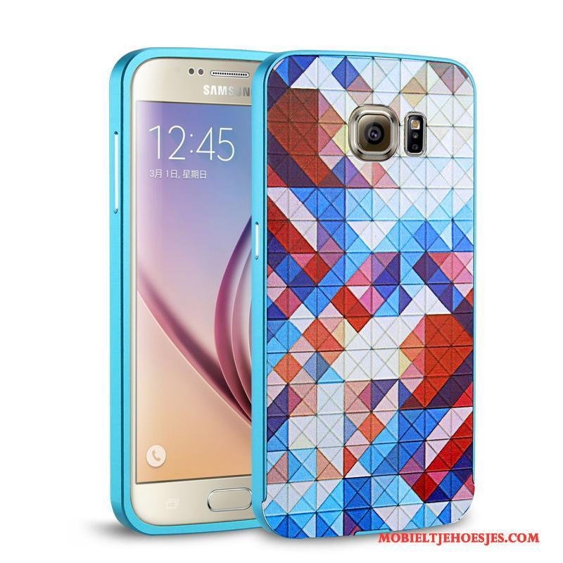 Samsung Galaxy S6 Roze Hoes Hoesje Telefoon Omlijsting Ster Metaal Achterklep