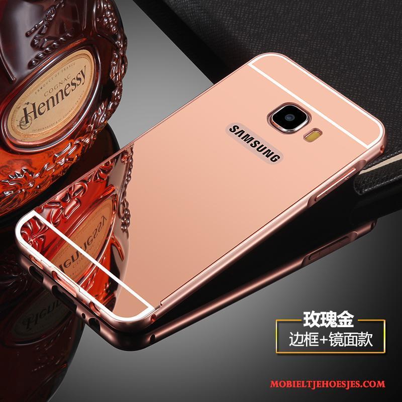 Samsung Galaxy S6 Roze Hoes Hoesje Telefoon Omlijsting Ster Metaal Achterklep