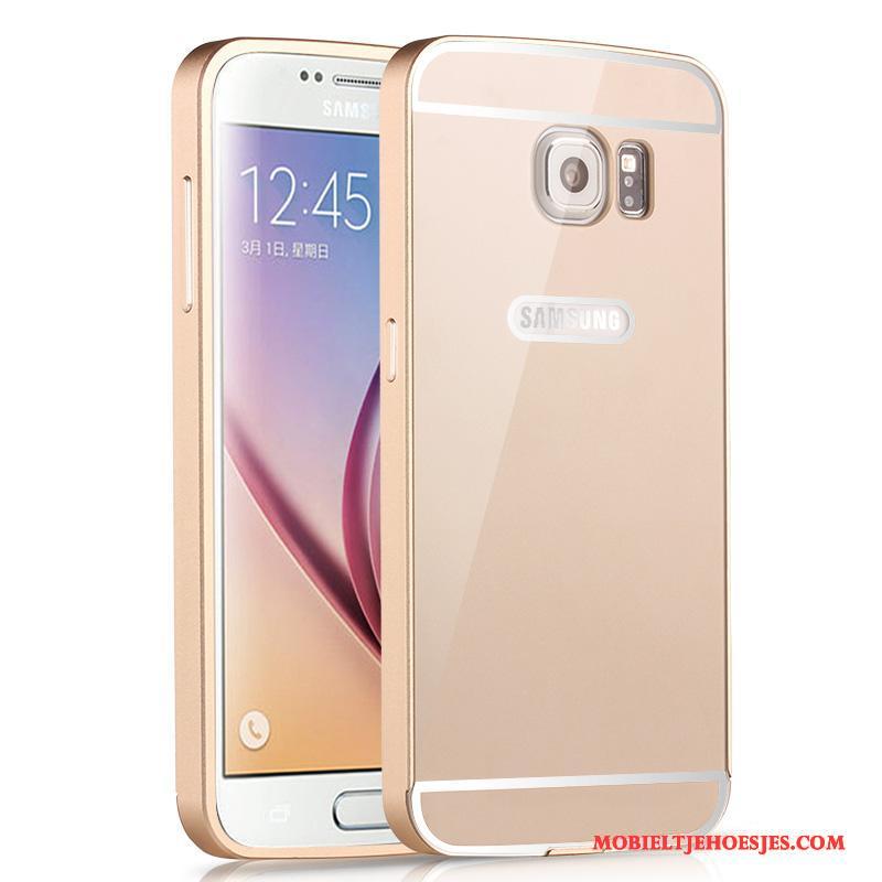 Samsung Galaxy S6 Roze Hoes Hoesje Telefoon Omlijsting Ster Metaal Achterklep