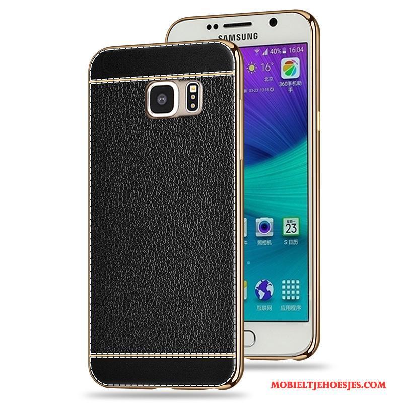 Samsung Galaxy S6 Siliconen All Inclusive Plating Patroon Anti-fall Hoesje Telefoon Zwart