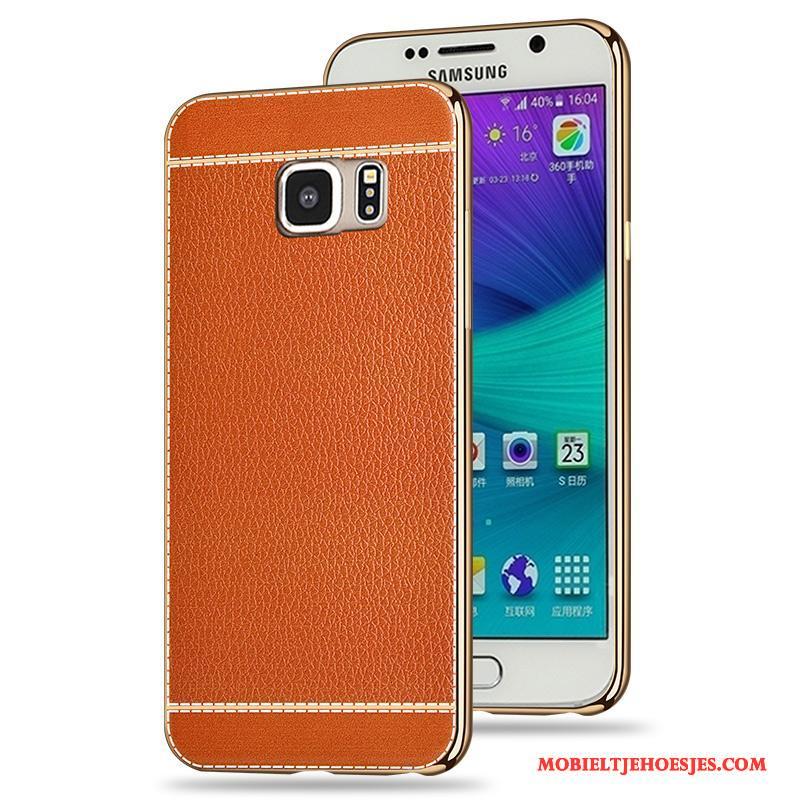 Samsung Galaxy S6 Siliconen All Inclusive Plating Patroon Anti-fall Hoesje Telefoon Zwart