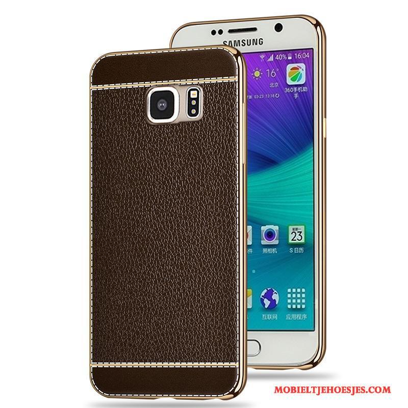 Samsung Galaxy S6 Siliconen All Inclusive Plating Patroon Anti-fall Hoesje Telefoon Zwart