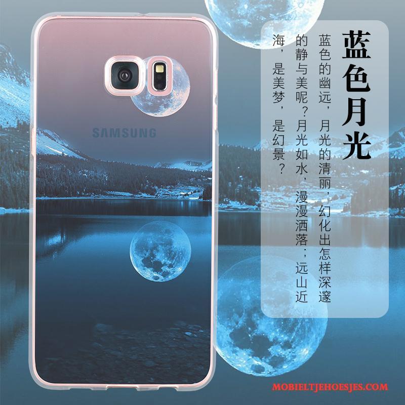 Samsung Galaxy S6 Siliconen Anti-fall Hoesje Telefoon All Inclusive Ster Blauw Bescherming