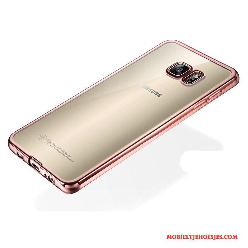 Samsung Galaxy S6 Siliconen Bescherming Anti-fall Hoesje Goud Doorzichtig Ster