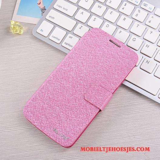 Samsung Galaxy S6 Ster Leren Etui Hoes Hoesje Telefoon Siliconen Clamshell Roze