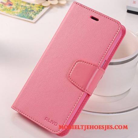 Samsung Galaxy S6 Ster Leren Etui Hoes Hoesje Telefoon Siliconen Clamshell Roze