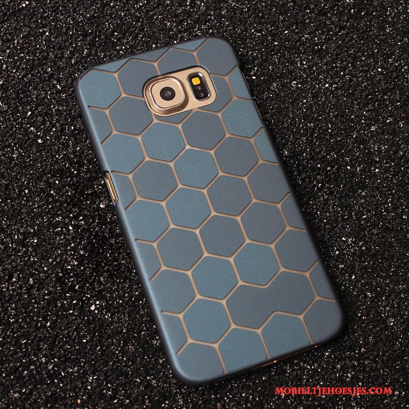 Samsung Galaxy S6 Trend Donkerblauw Eenvoudige Hoesje Telefoon Schrobben Bescherming Ster