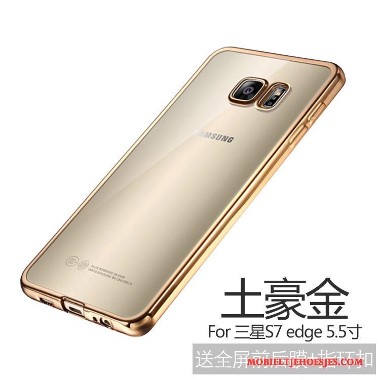 Samsung Galaxy S7 Edge Dun Anti-fall Hoes Goud Siliconen Zacht Hoesje Telefoon