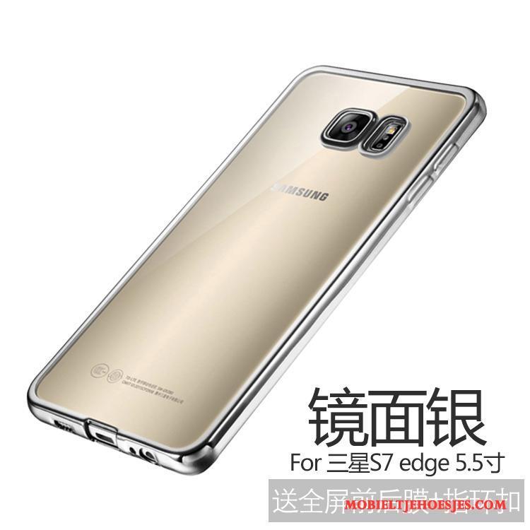 Samsung Galaxy S7 Edge Dun Anti-fall Hoes Goud Siliconen Zacht Hoesje Telefoon