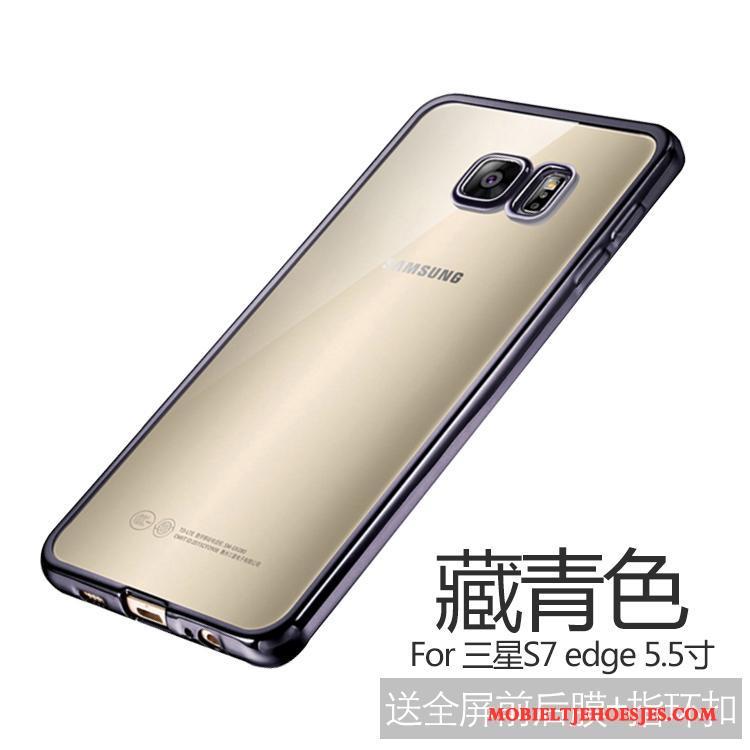 Samsung Galaxy S7 Edge Dun Anti-fall Hoes Goud Siliconen Zacht Hoesje Telefoon