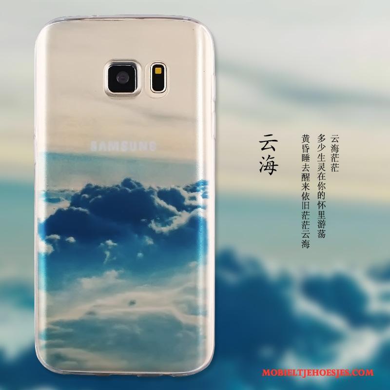 Samsung Galaxy S7 Edge Geschilderd Hoes Anti-fall Ster Hoesje Telefoon Blauw Bescherming