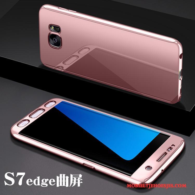 Samsung Galaxy S7 Edge Hard Hoesje Telefoon Trend Spiegel Goud All Inclusive Plating