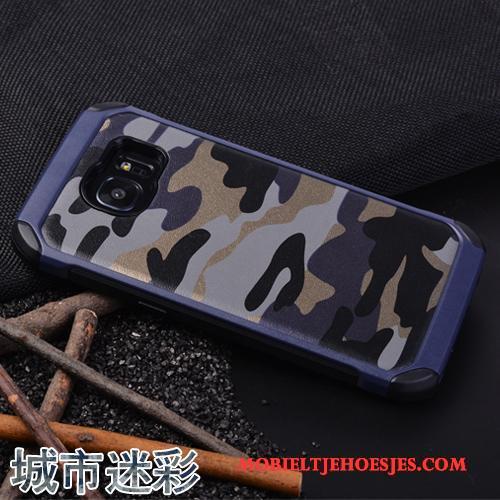 Samsung Galaxy S7 Edge Hoes Hoesje Telefoon Siliconen Ster Anti-fall Groen Camouflage
