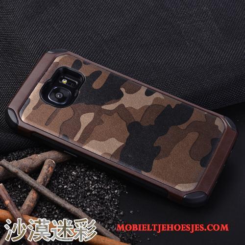 Samsung Galaxy S7 Edge Hoes Hoesje Telefoon Siliconen Ster Anti-fall Groen Camouflage